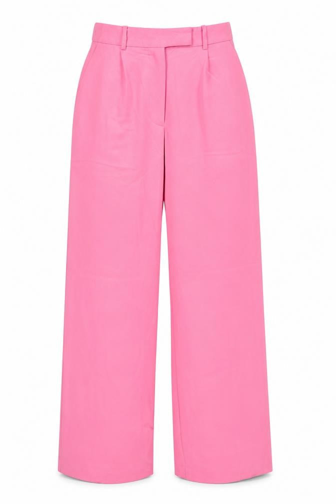 Zara Women Pink XS High Rise Wide Leg Pleated Dress Trousers
