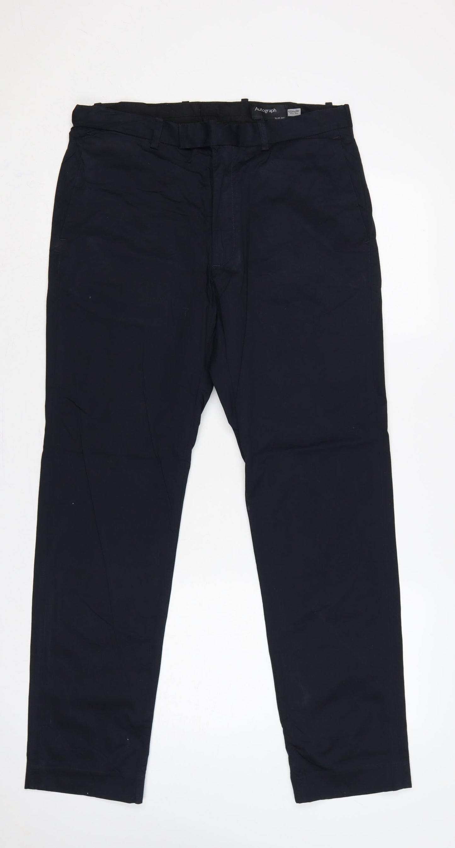 Marks & Spencer Autograph Men's Navy 32in Slim Fit Trousers 31in Leg