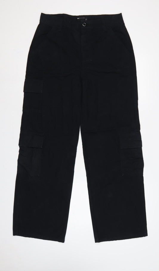 ASOS Design Women’s Black UK 8 High Rise Cotton Cargo Trousers