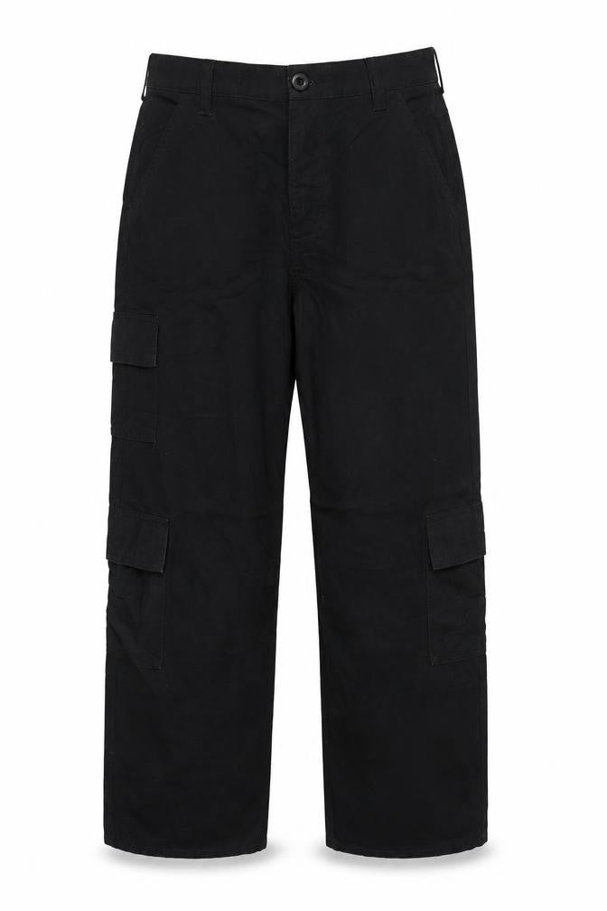 Front view of ASOS Design Women’s Black UK 8 High Rise Cotton Cargo Trousers