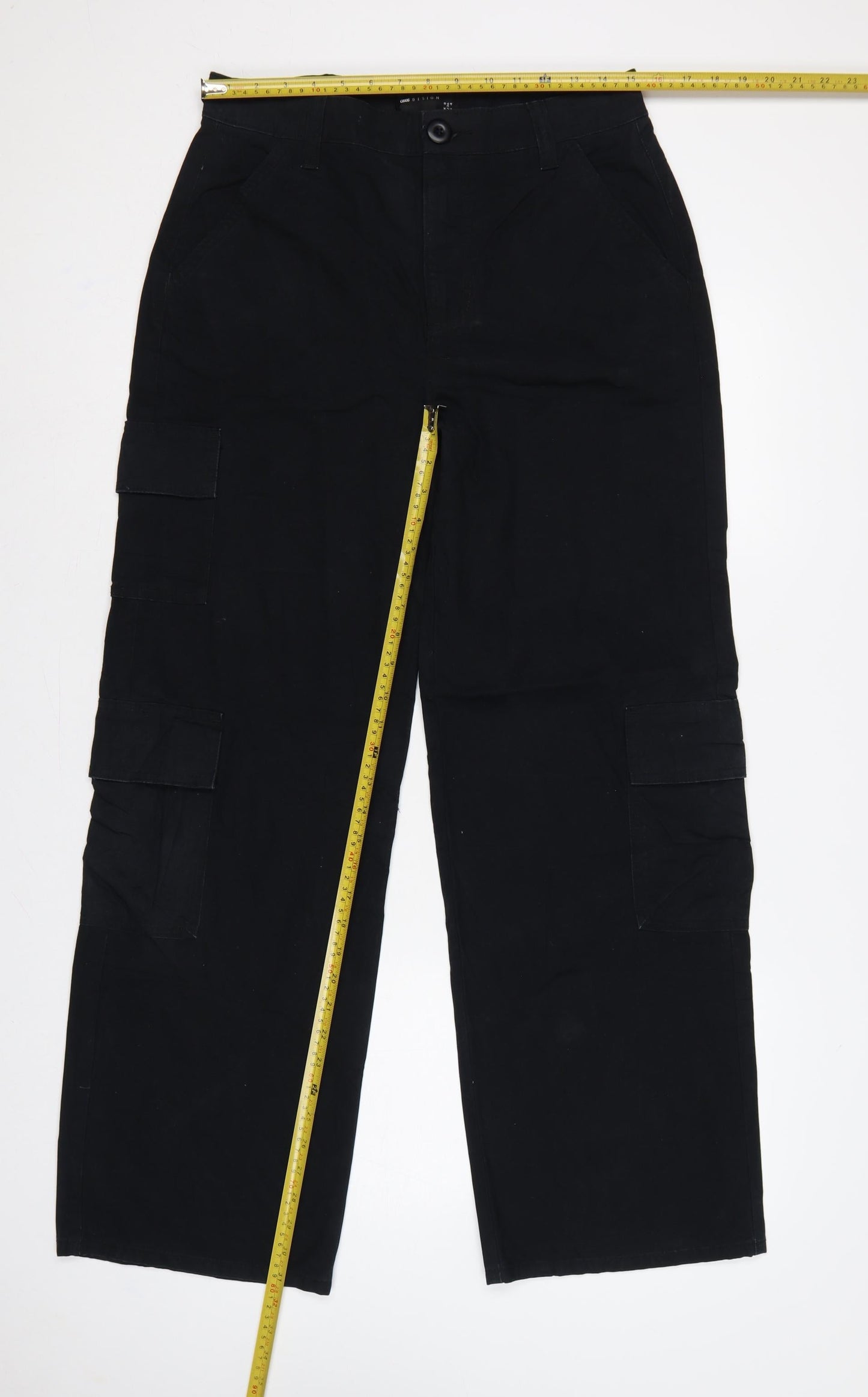 ASOS Design Women’s Black UK 8 High Rise Cotton Cargo Trousers