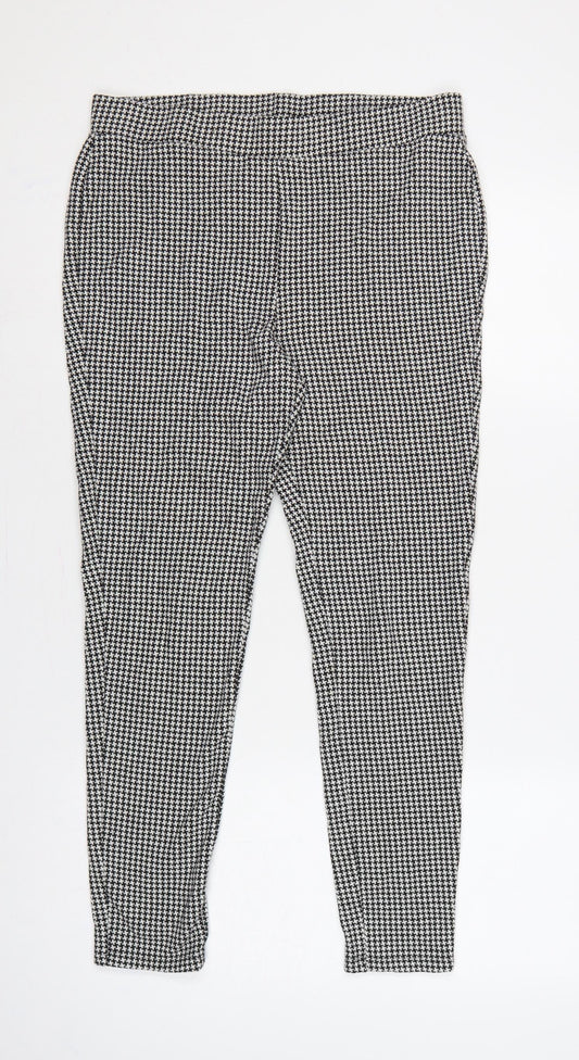 M&S Women Black White Houndstooth Stretch Leggings UK 14