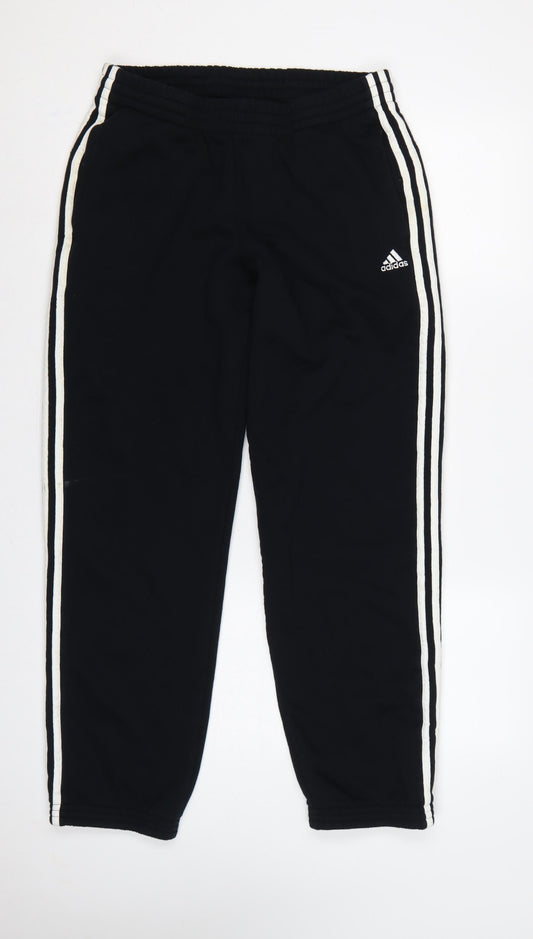 Adidas Men’s Black M Essentials 3 Stripe Cuffed Sweatpants