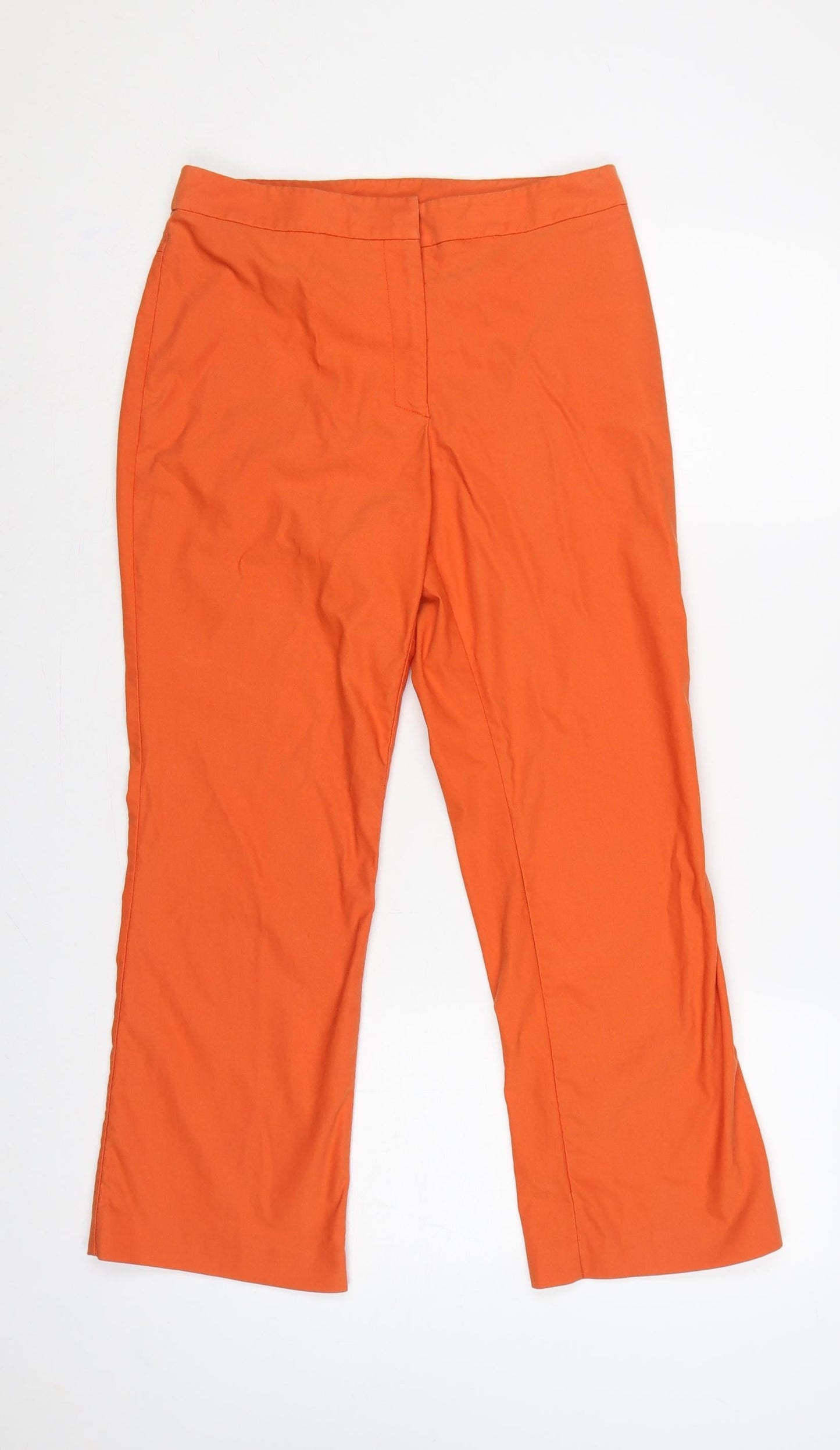 Oasis Women Orange Flared Tailored Trousers UK 10 Long Cotton Stretch