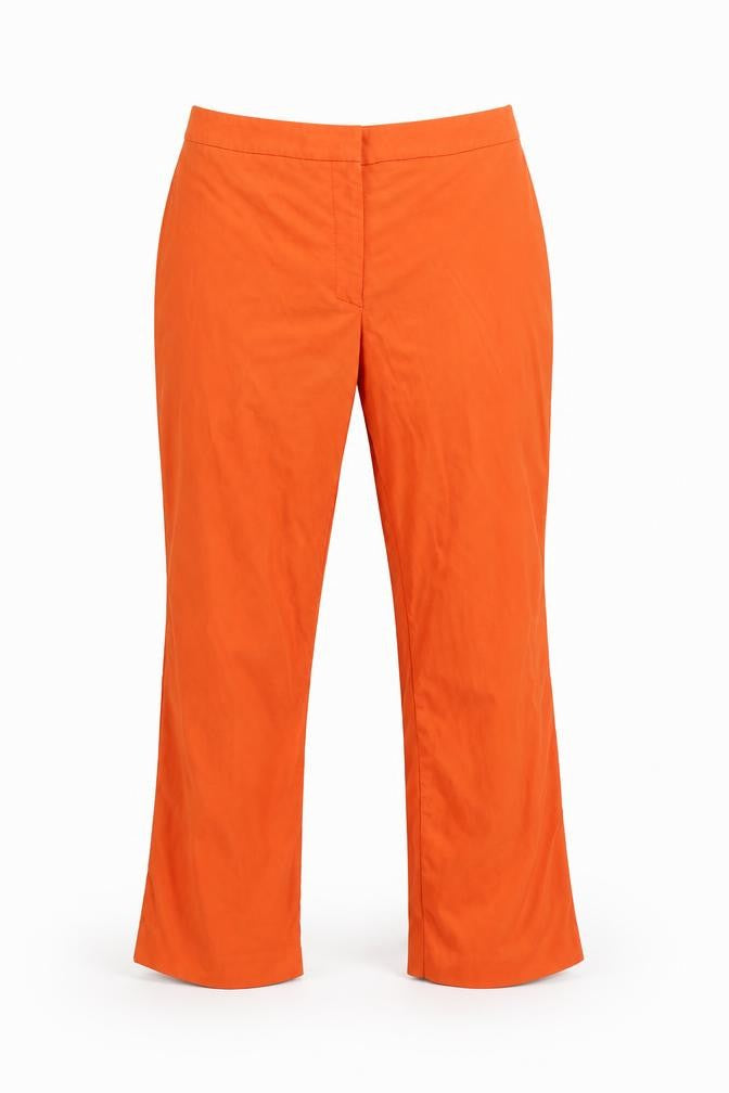 Oasis Women Orange Flared Tailored Trousers UK 10 Long Cotton Stretch