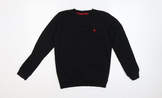 U.S. Polo Assn. Boys Black 12-13 Years Pullover Crew Neck Sweatshirt