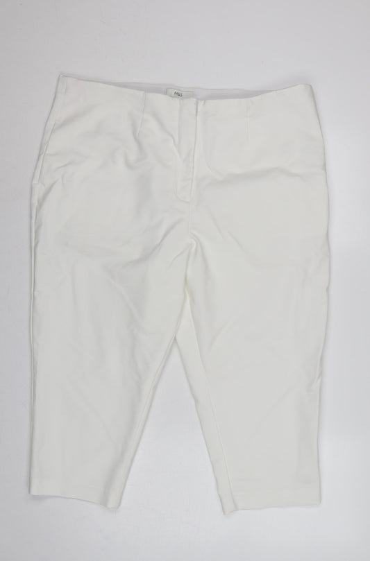 Marks and Spencer Women White UK 22 Regular Ankle Straight Trousers