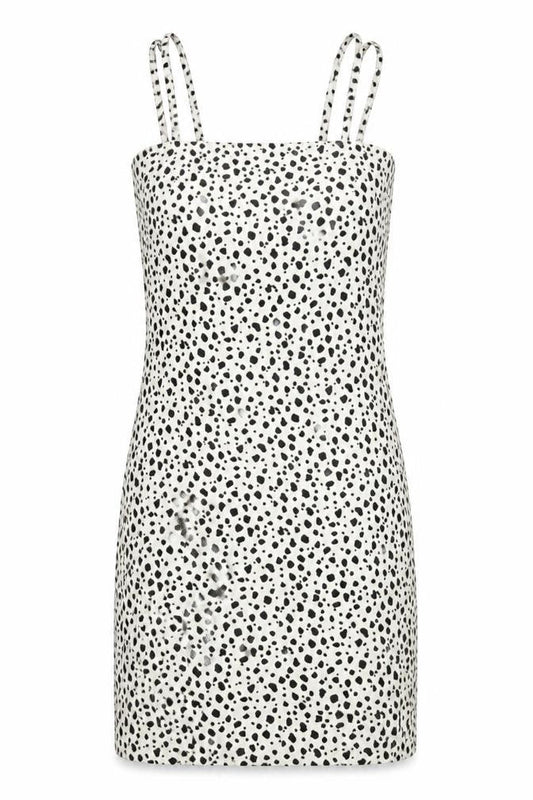 Front view of Missguided Women White Animal Print Strappy Bodycon Mini Dress UK 8