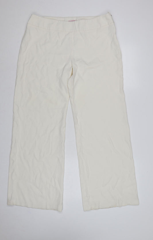 Phase Eight Women Ivory Wide Leg Trousers UK 16 Formal Acetate