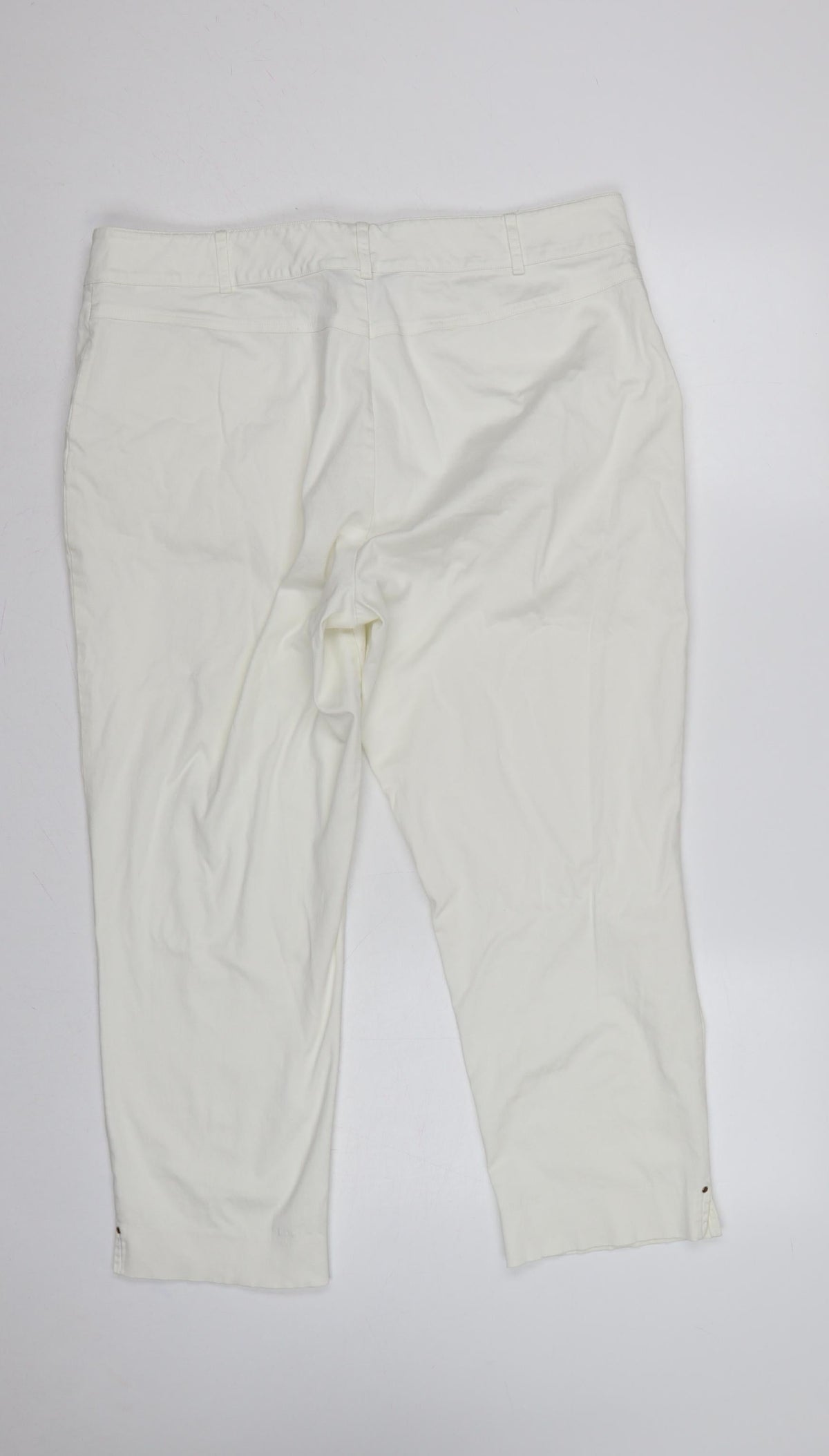 Marks & Spencer Portfolio Women Ivory UK 18 Cotton Tapered Trousers