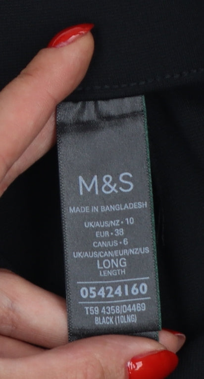 Marks & Spencer Women Black UK 10 Long High Rise Stretch Leggings