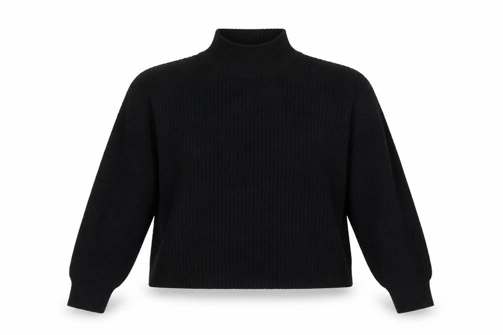 Weekday Women’s Black M High Neck Rib Knit Raglan Pullover Jumper