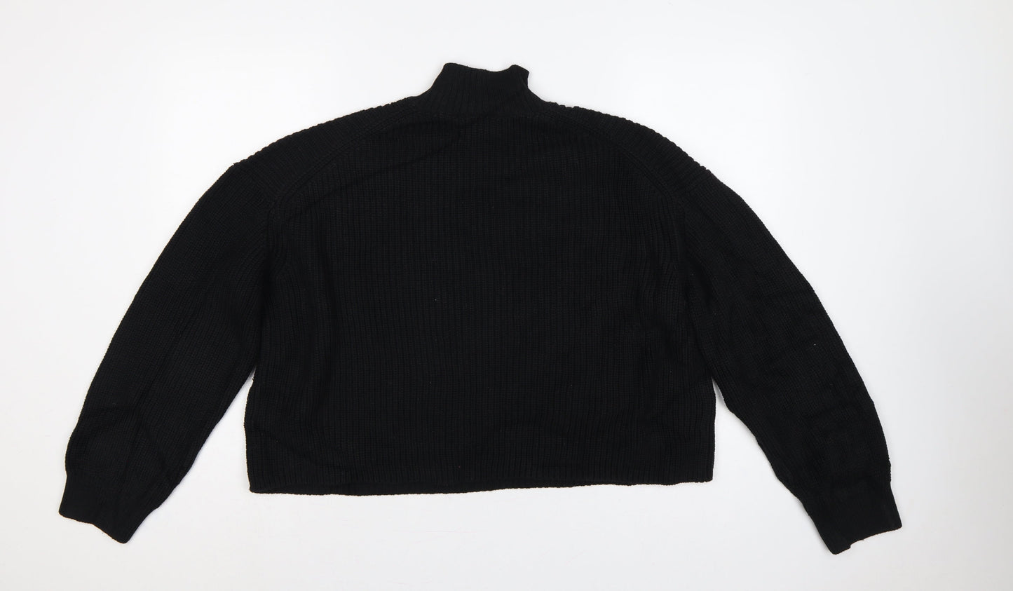 Weekday Women’s Black M High Neck Rib Knit Raglan Pullover Jumper