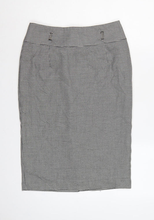 Marks and Spencer Women Black White Check Pencil Skirt UK 10 Lined
