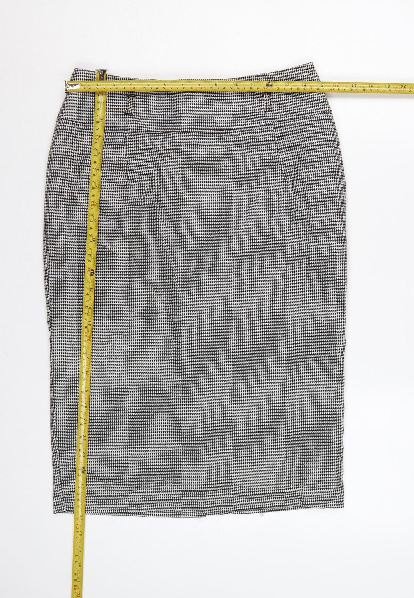 Marks and Spencer Women Black White Check Pencil Skirt UK 10 Lined