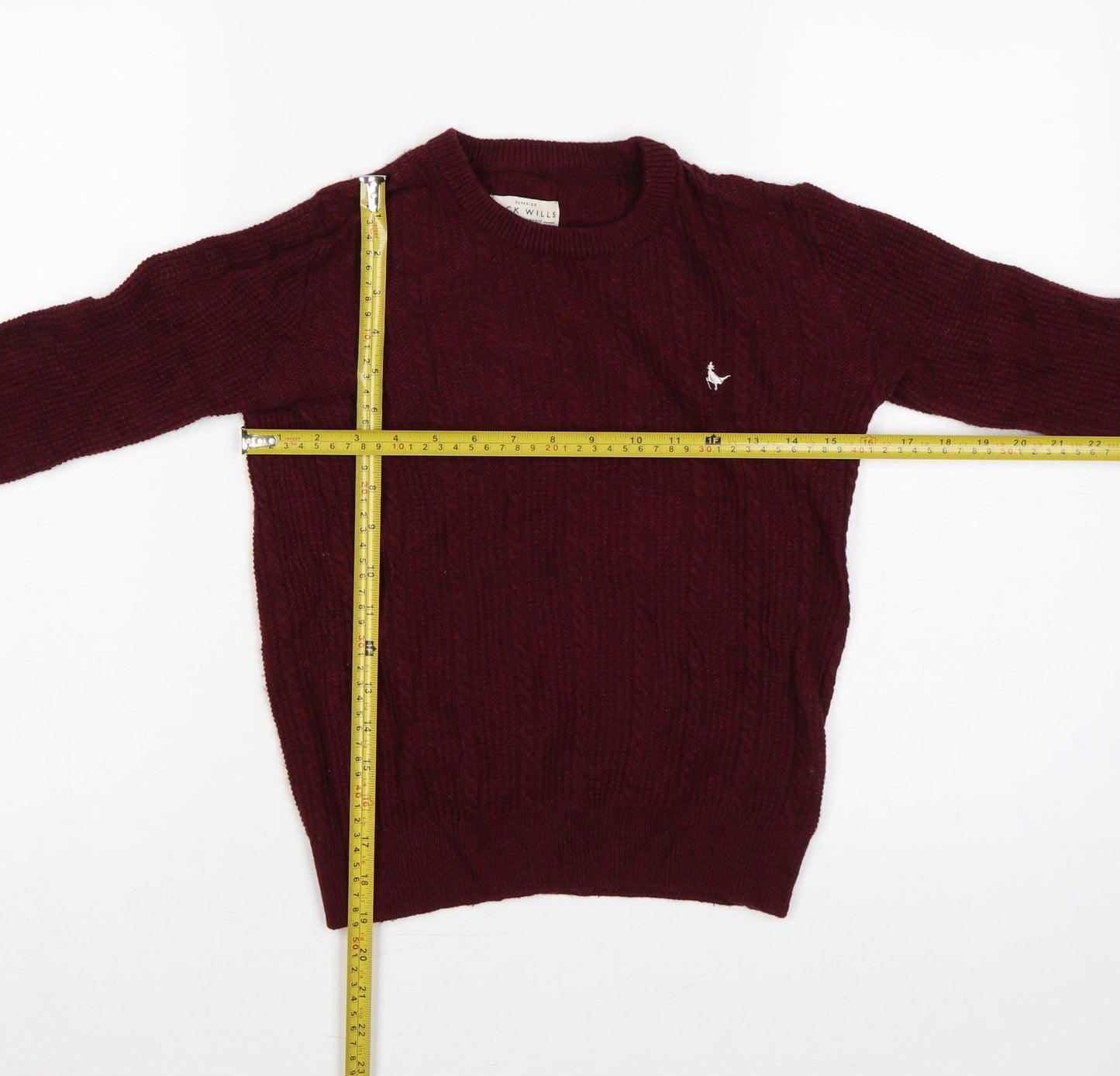 Jack Wills Women Red UK 10 Tinsbury Cable Knit Merino Pullover Jumper