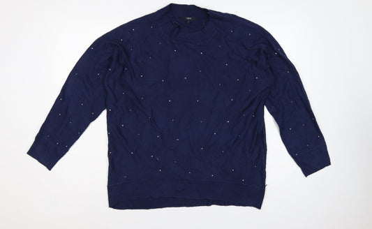 Next Women’s Blue Jewel Embellished Knit Pullover Jumper Size S