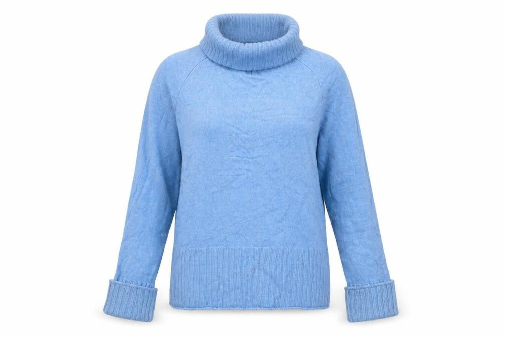Geneva Cashmere Women Blue L Roll Neck Long Sleeve Pullover Jumper