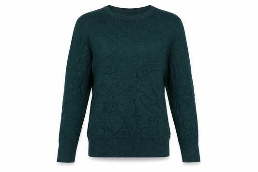 H&M Women's Green UK 10 Textured Knit Crew Neck Pullover Jumper