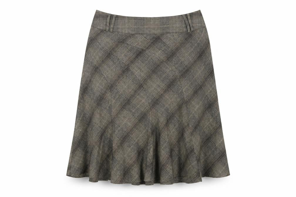 Next Women Grey Check Flared Knee Length Skirt Size 18 Workwear