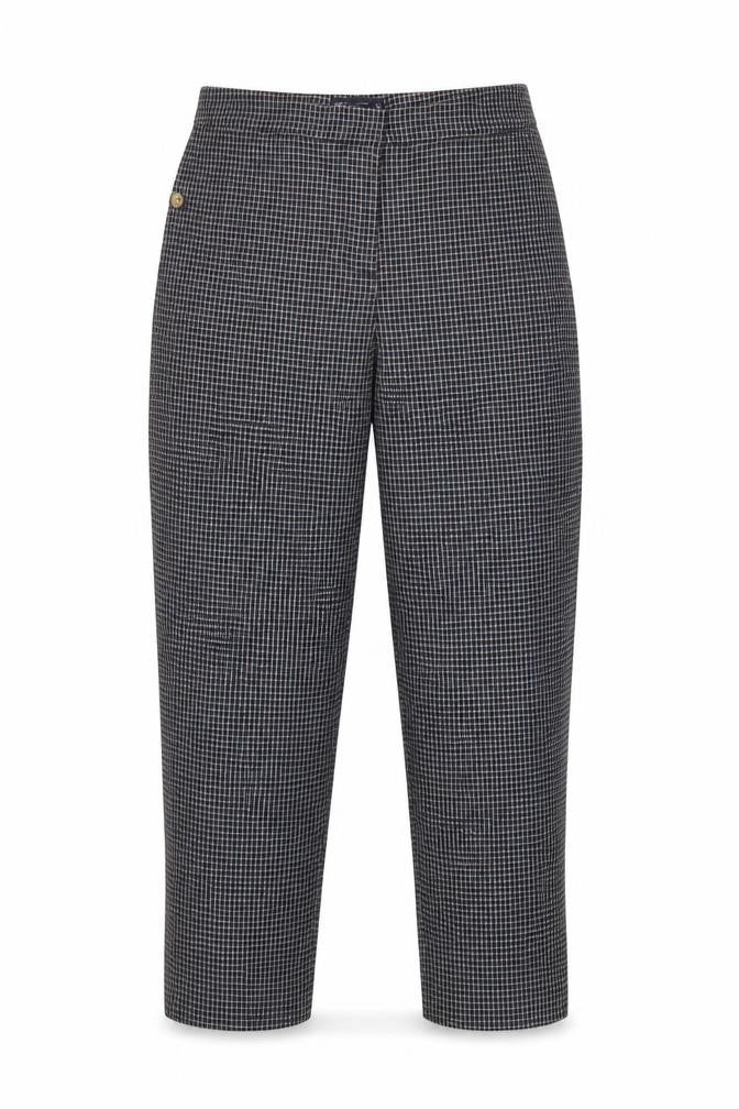 Marks & Spencer Women’s Blue Check Straight Trousers UK 14 Regular