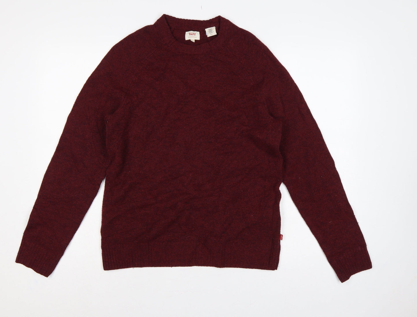 Levi's Men's Red Wool Crew Neck Pullover Jumper Size S