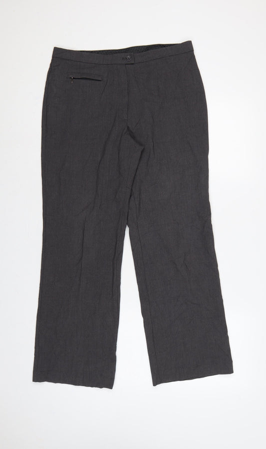 Marks and Spencer Women Grey UK 12 Short Straight Dress Trousers