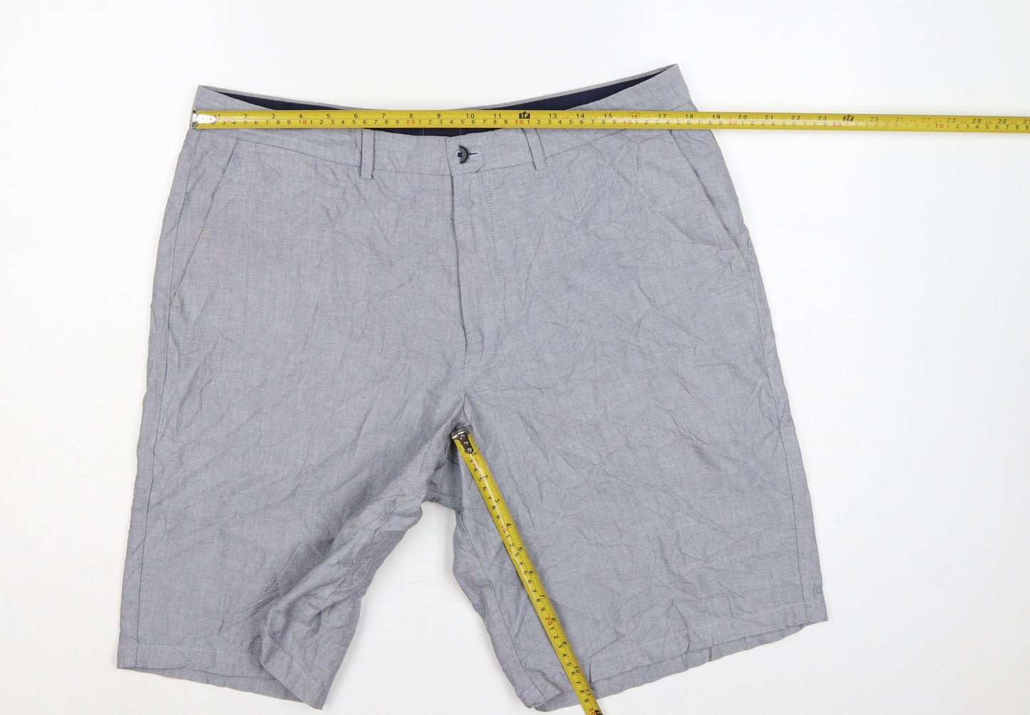 Marks & Spencer Men Grey 38in Cotton Chino Shorts Blue Harbour