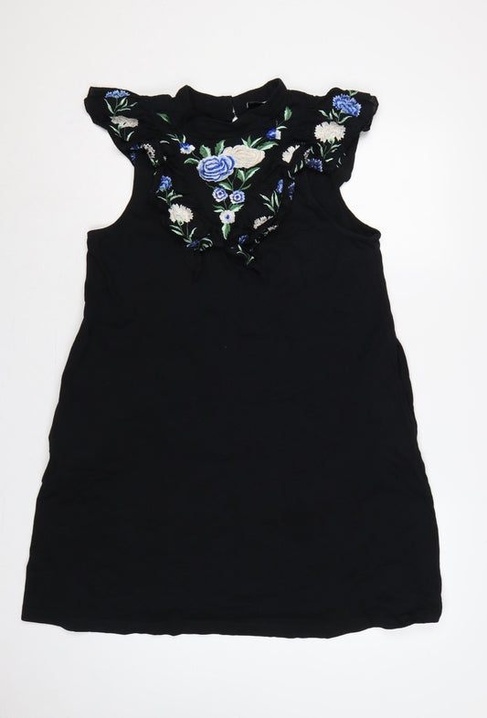 ASOS Design Women Black UK 16 Off Shoulder Bodycon Floral Embroidered Dress