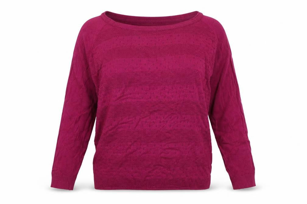 FatFace Women’s Pink Size 18 Open-Knit Cotton Raglan Pullover Jumper