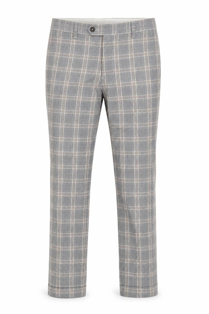 Next Men's Grey Check Trousers 28in Waist 29in Leg Smart Straight