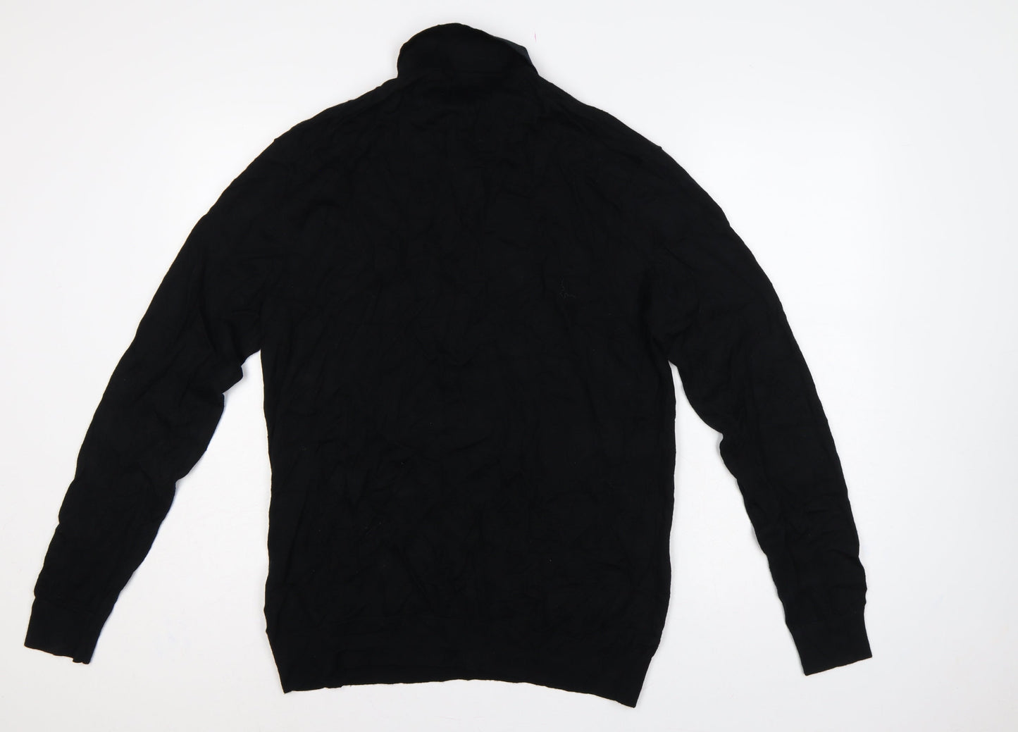 Next Men’s Black XL Merino Wool Cable Knit High Neck Henley Jumper