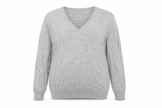 Marks & Spencer Unisex Grey UK 12 Pure Merino Wool V-Neck Jumper