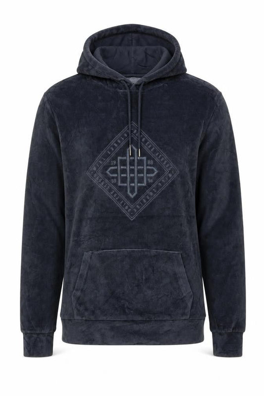 River Island Men’s Black S Velvet Graphic Pullover Hoodie