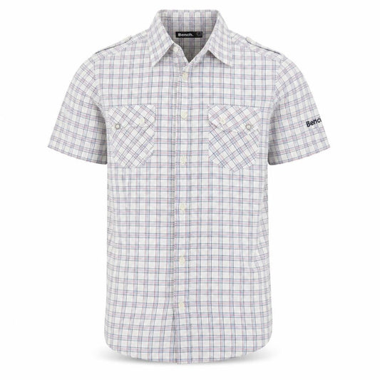 Bench Men’s White Check Short Sleeve Button-Up Shirt Size S Casual