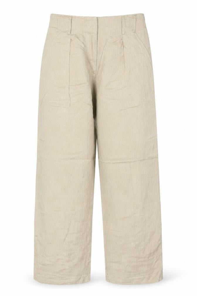 Marks & Spencer Women's Beige UK 12 Linen Blend Straight Trousers