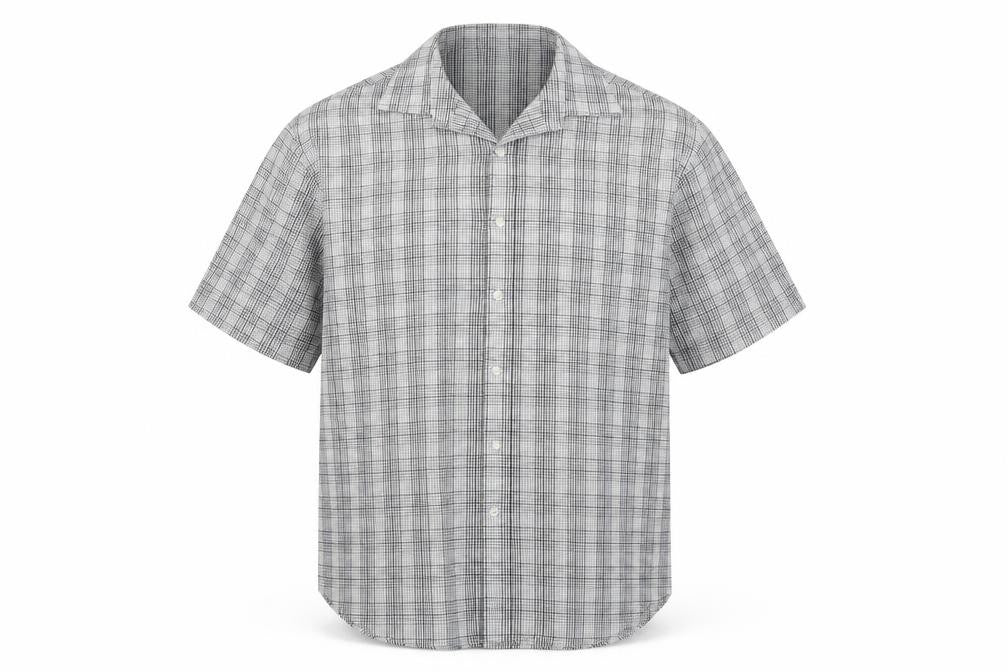 Jack Reid Men Grey Check Short Sleeve Button-Up Shirt 17 Easy Care