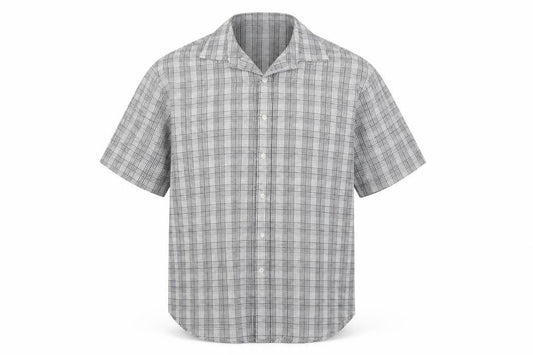 Jack Reid Men Grey Check Short Sleeve Button-Up Shirt 17 Easy Care
