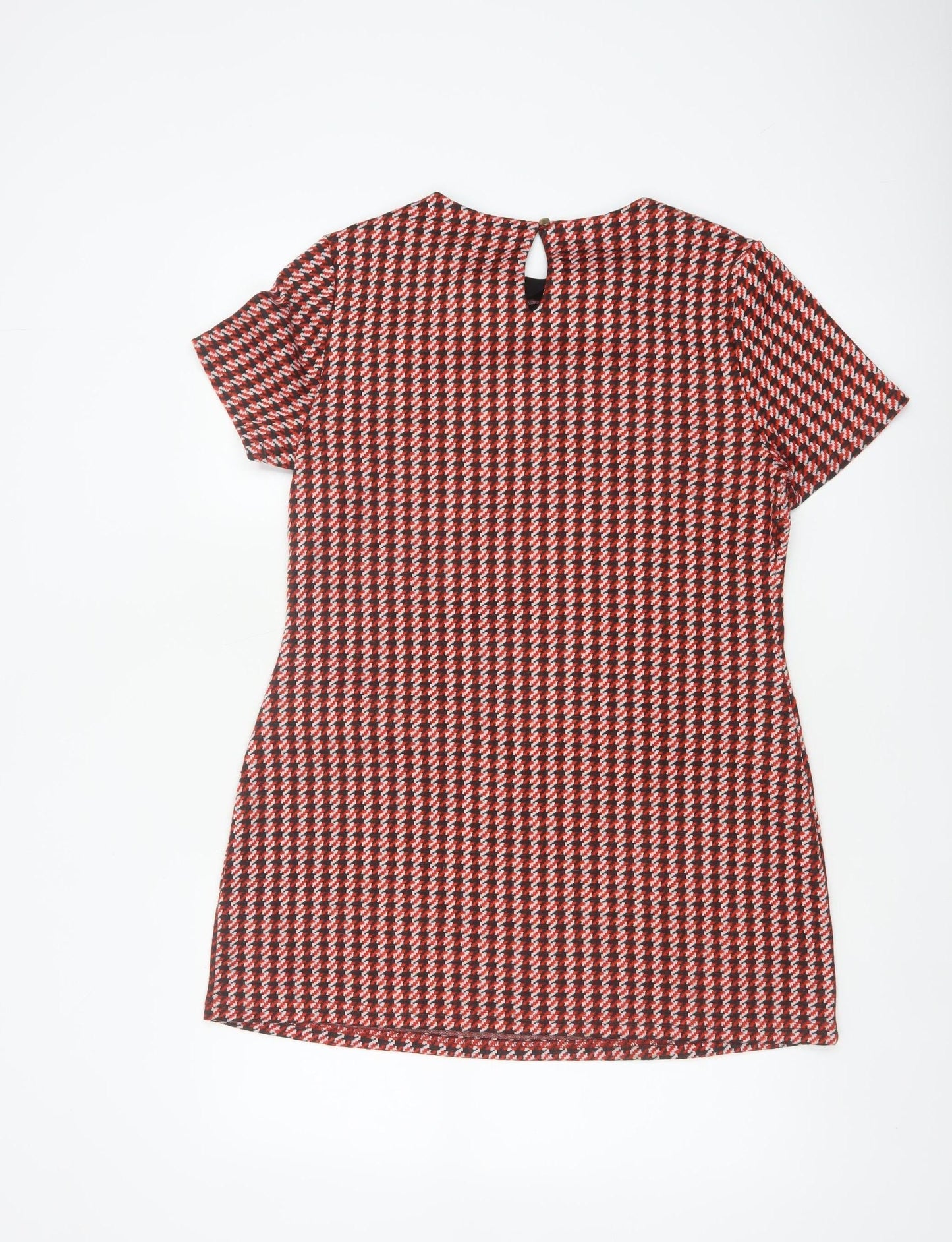 Dorothy Perkins Women Red Houndstooth UK 10 Shift Dress