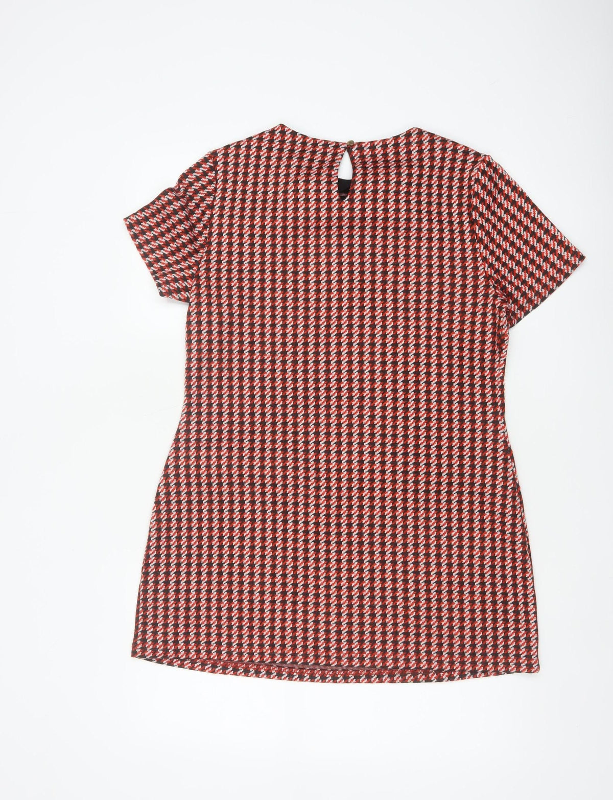 Close-up detail of Dorothy Perkins Women Red Houndstooth UK 10 Shift Dress