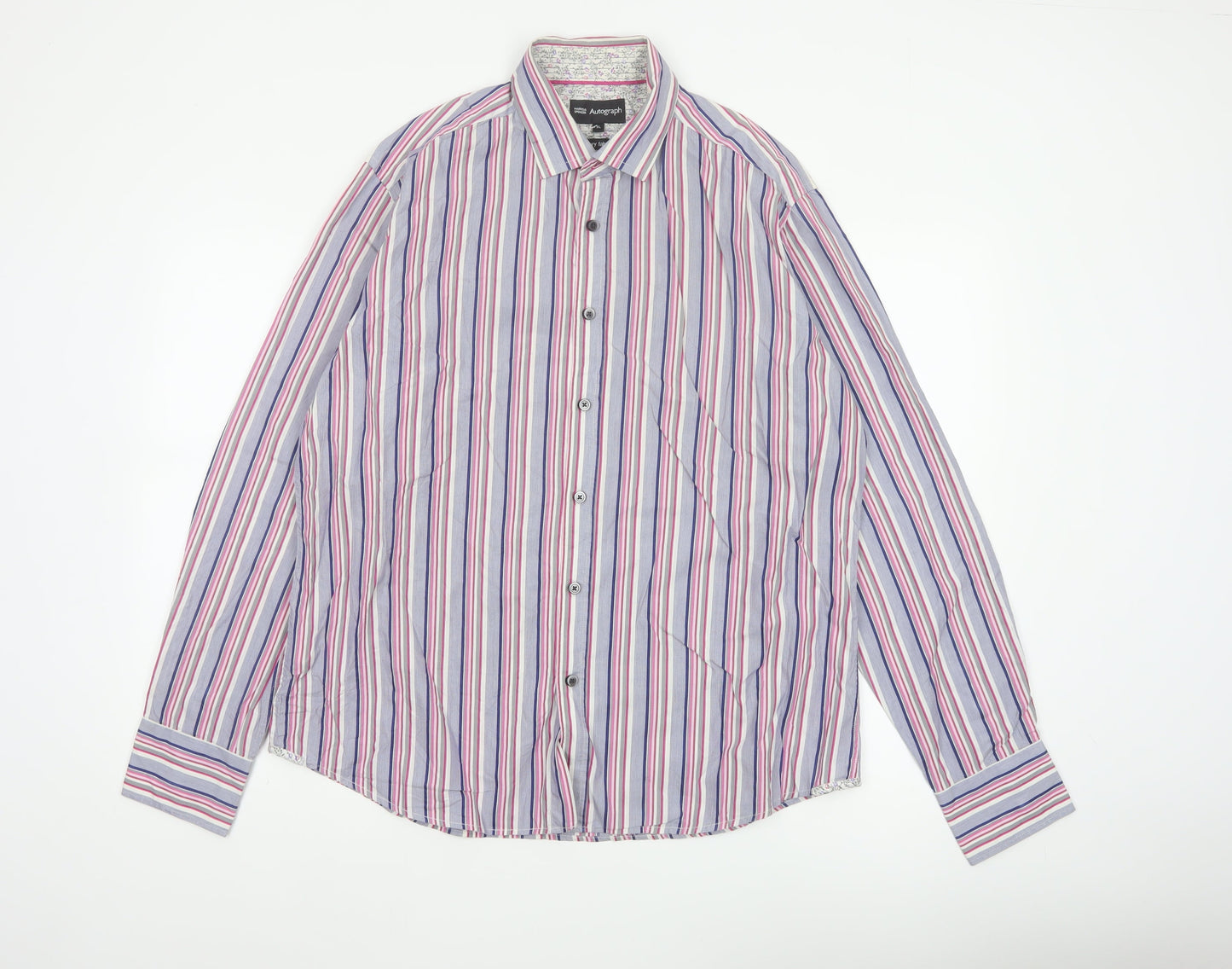 Marks & Spencer Autograph Men’s XL Multicolour Striped Cotton Shirt