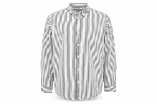 Red Herring Men’s Grey White Striped Cotton Button-Up Shirt XL