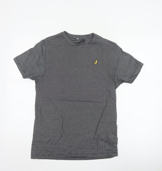 Brave Soul Men's Black Striped Bird Logo Crew Neck T-Shirt Size S