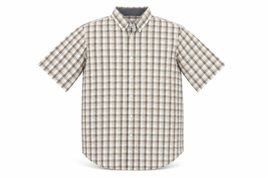 Marks & Spencer Men Beige Check Short Sleeve Button-Down Shirt L