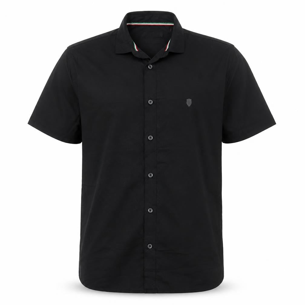 883 Police Men's Black L Slim Short Sleeve Button-Up Shirt