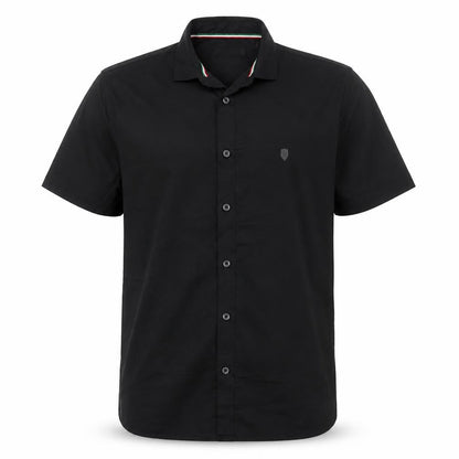 883 Police Men's Black L Slim Short Sleeve Button-Up Shirt