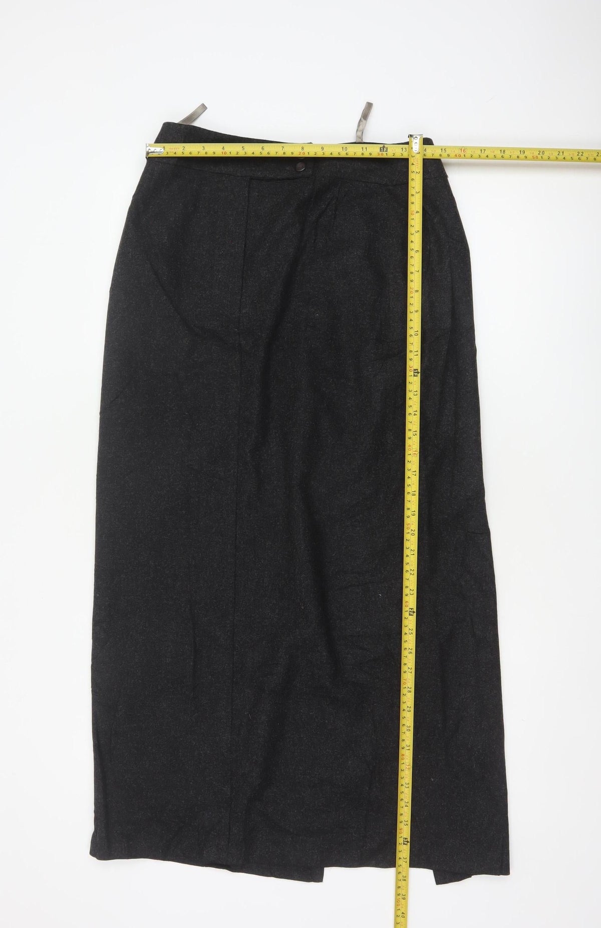 Back view of Canda C&A Women's Black UK 12 Wool Blend Long Pencil Skirt Lined