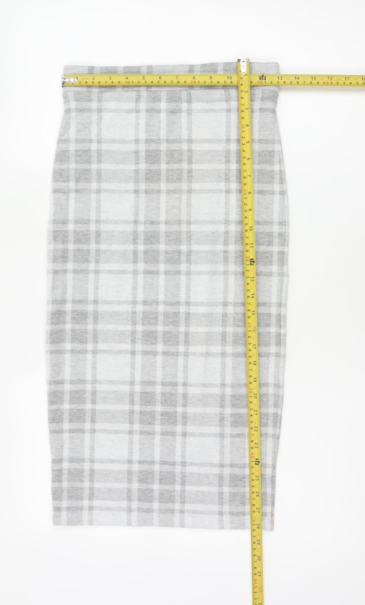 River Island Women Grey Check High Waist Pencil Skirt UK 8