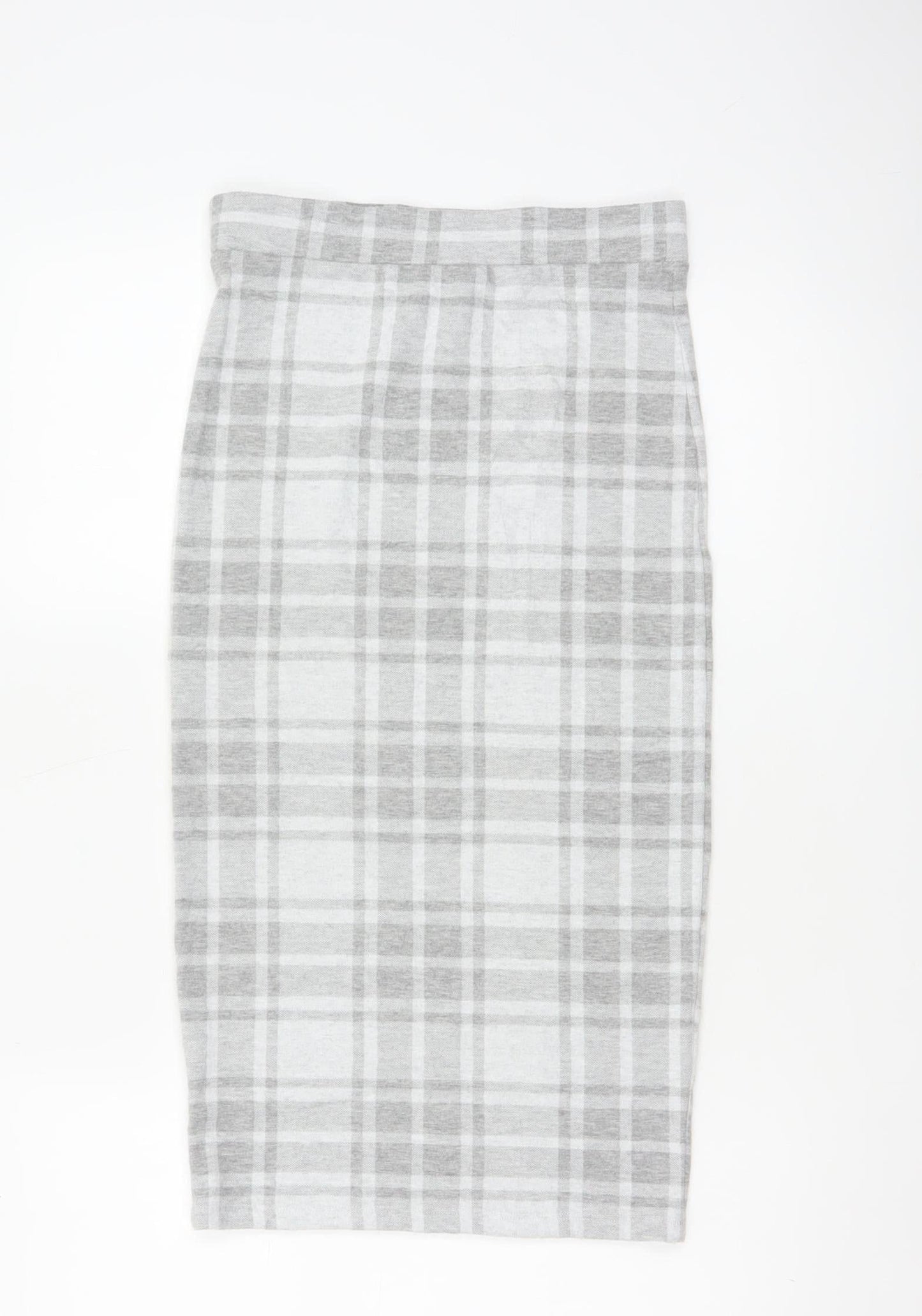 River Island Women Grey Check High Waist Pencil Skirt UK 8