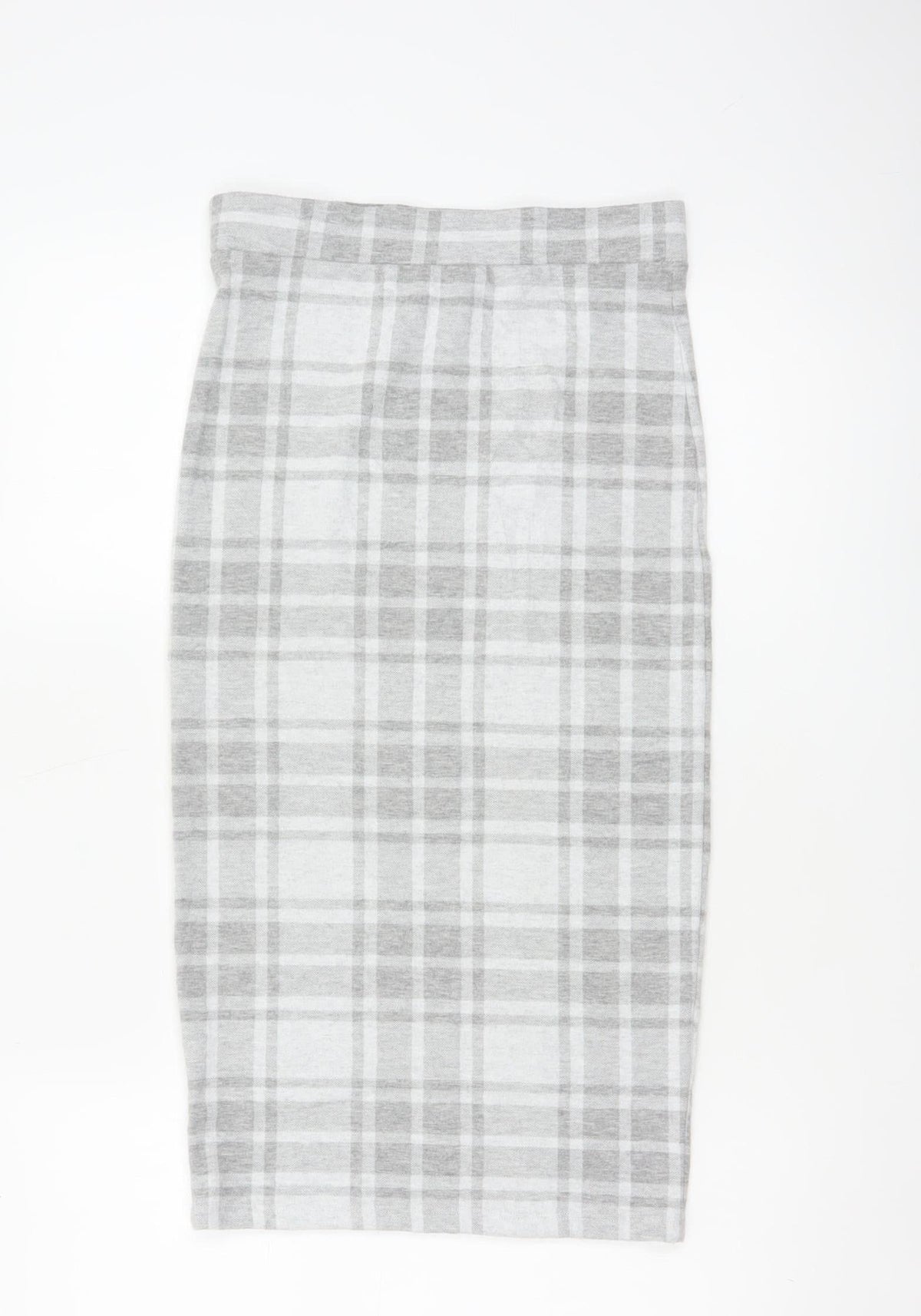 River Island Women Grey Check High Waist Pencil Skirt UK 8